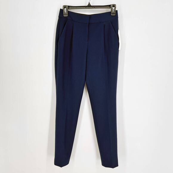 DKNY Pants NEW Women Sz 00 Black Iris (Navy) Taper Leg Dressy Career Retail $129 - Picture 1 of 7